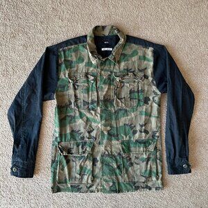 BDG Shirt Mens Medium Camo Button Up Distressed Utility Pockets Military